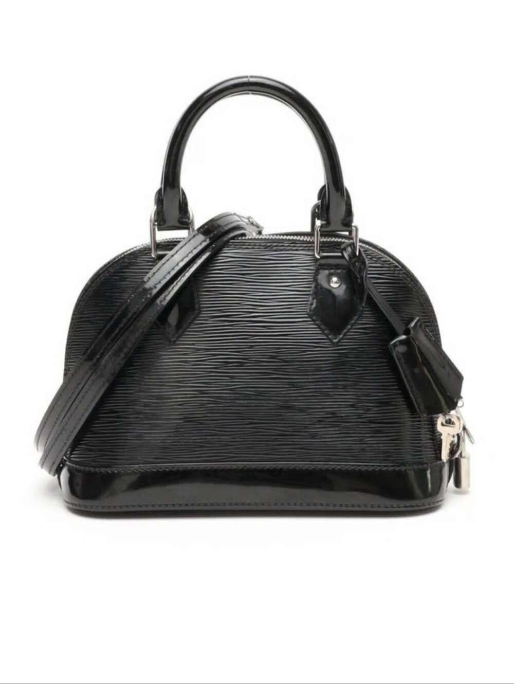 Louis Vuitton Black Patent Epi Leather Alma BB Satchel with Shoulder Strap